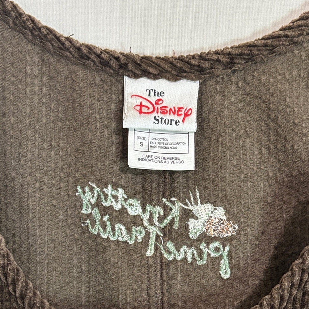 VTG Disney Store Pooh Knotty Pine Trail Brown Corduroy Jumper Dress S - Picture 2 of 9